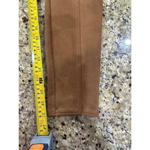 Spanx Size Medium Rich Caramel Brown Faux Suede Stretch Pant Shapewear Leggings - Picture 16 of 16
